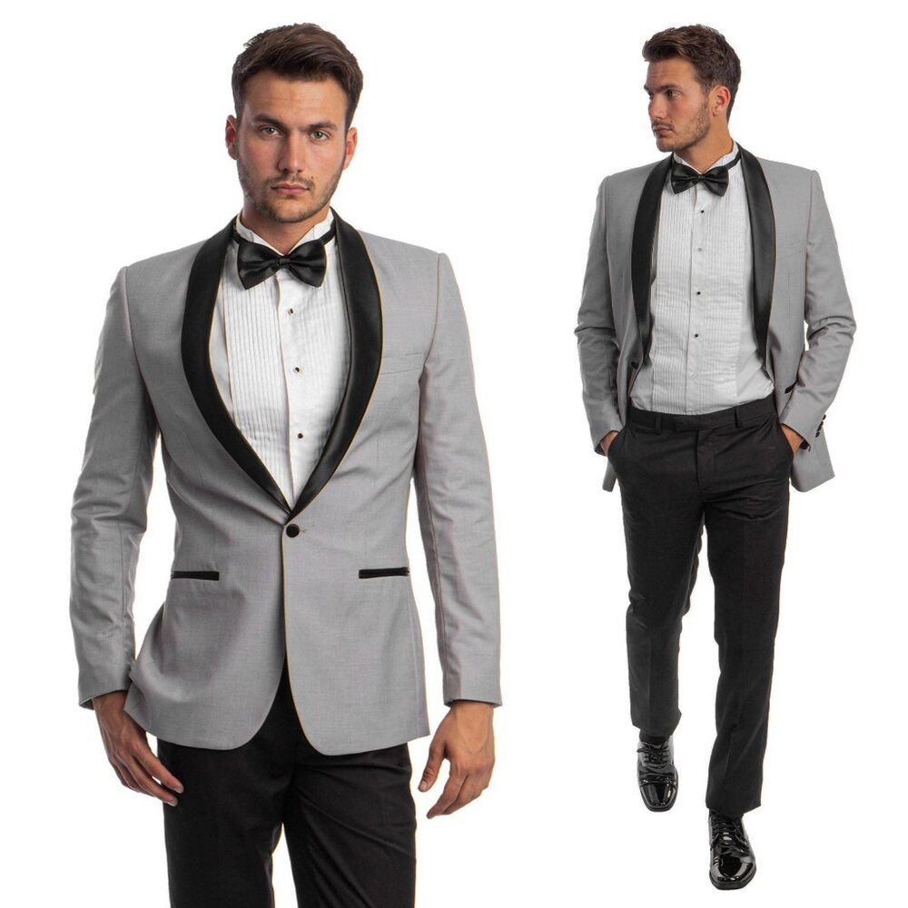 Mens Grey Tuxedo 2-PC Slim Fit, By Azzuro